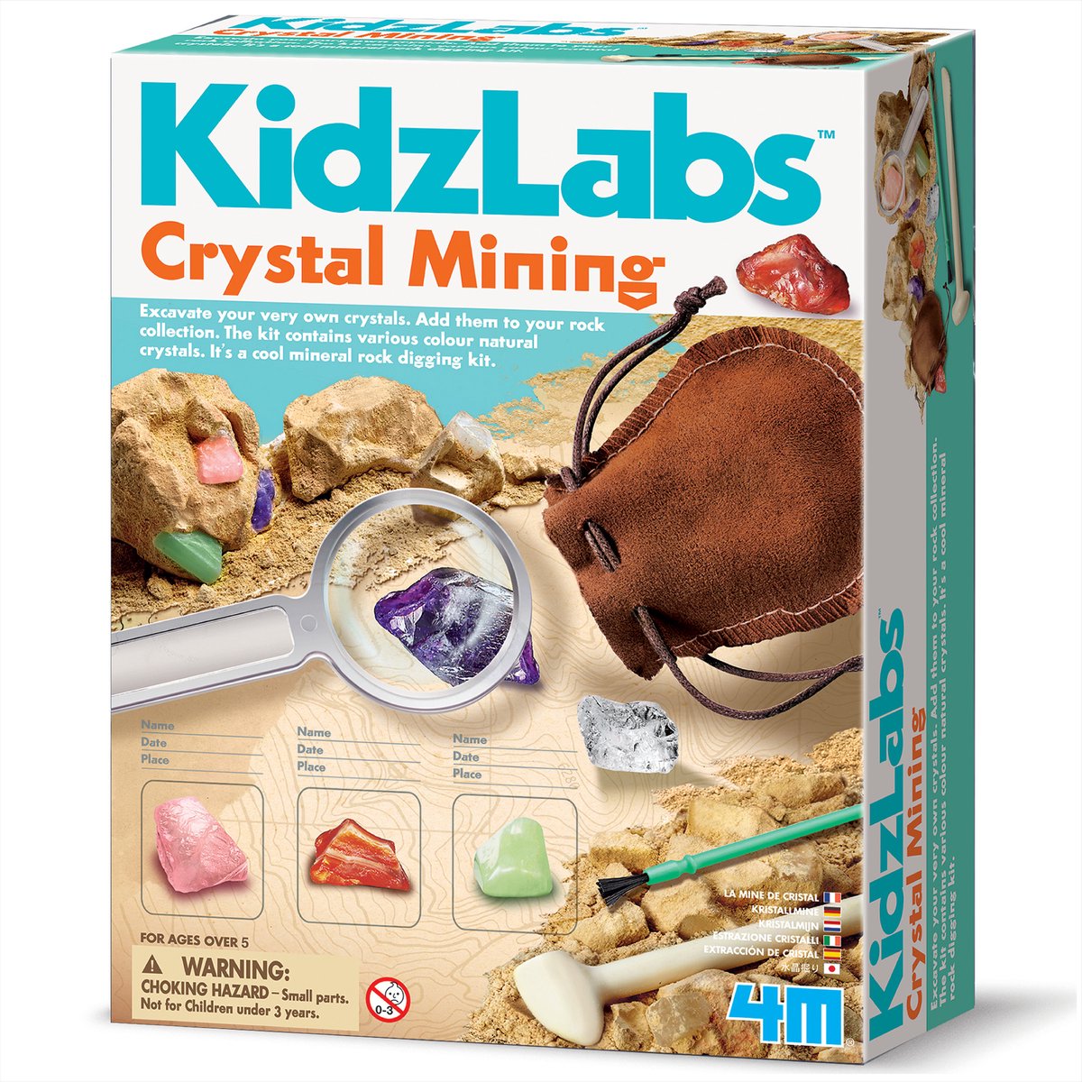 4m udgravningssæt - krystaller - videnskab og spil - mineralopsamling - kidzlabs - 5+
