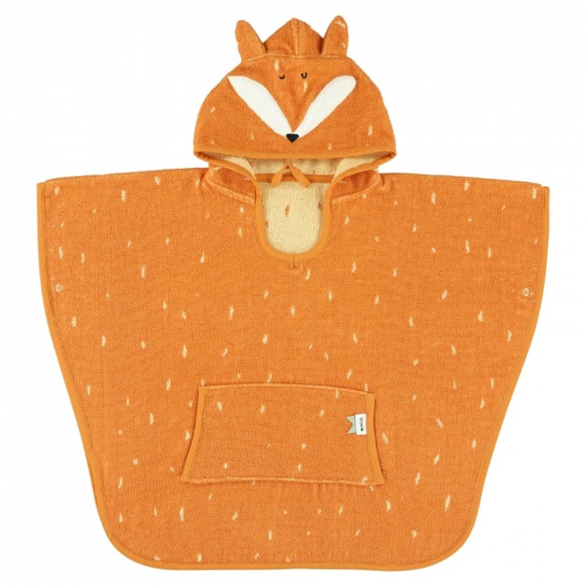 Trixie poncho - mr. ræv - 100% økologisk bomuld - barnebadekappe med hætte - med flotte detaljer