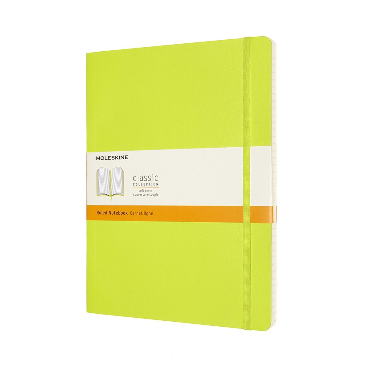 Moleskine klassisk notesbog - ekstra stor - softcover - foret - citrongrøn