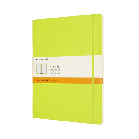 Moleskine klassisk notesbog - ekstra stor - softcover - foret - citrongrøn