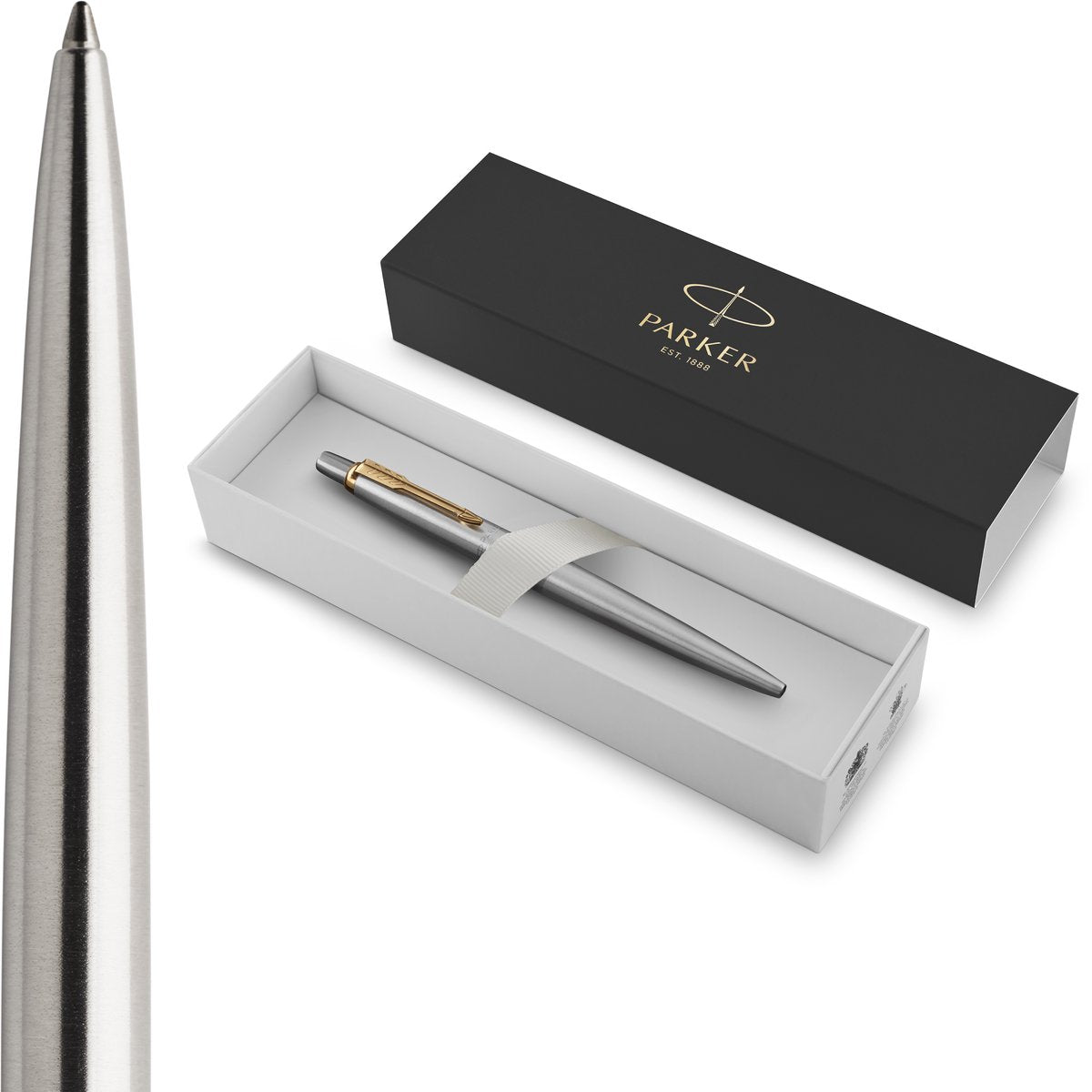 Parker Jotter kuglepen - medium spids - blå blæk - rustfrit stål med krom finish - inkl. gaveæske