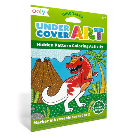 Ooly - undercover-kunst - 12 farvelægningssider med skjulte mønstre - dino-fortællinger
