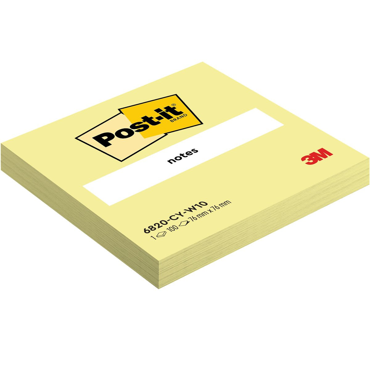 Post-it sedler, 100 ark, fod 76 x 76 mm, kanariegul (kanariegul) 10 stk.