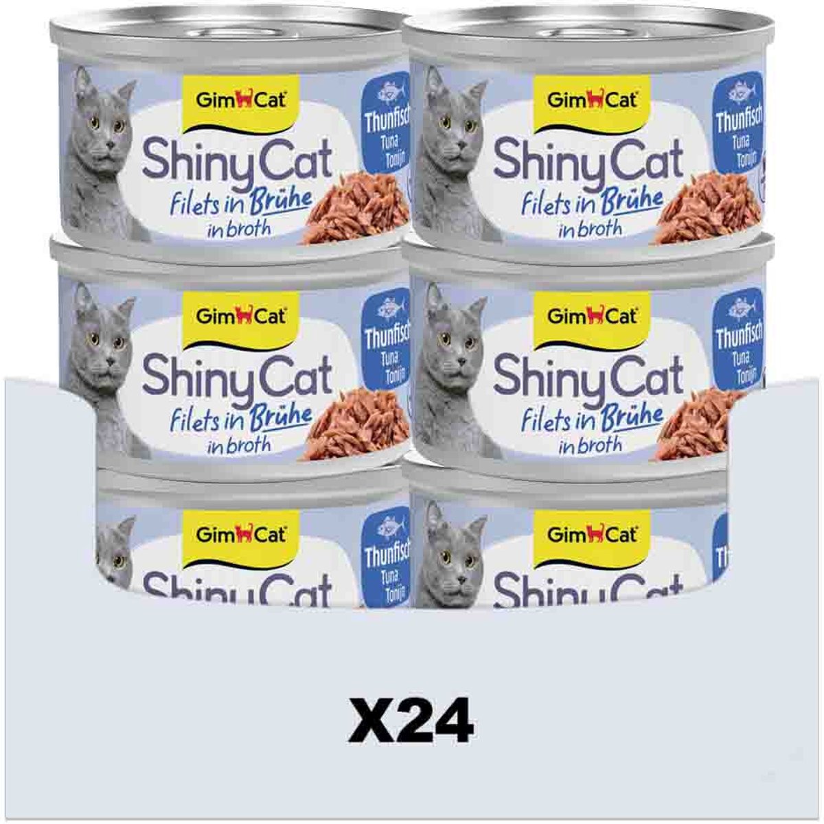 Gimcat 24 x 70 g - shinycat fileter i tun bouillon