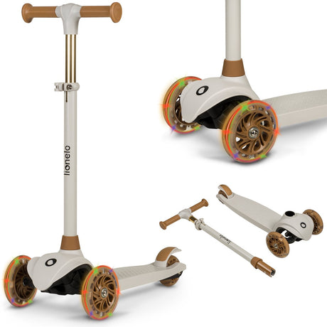 Lionelo jessy børnescooter - 3 hjuls løbehjul - legetøj til børn fra 3+ - op til 50 kg - LED belysning i hjulene - højdejusterbar 65-70-75-80 cm