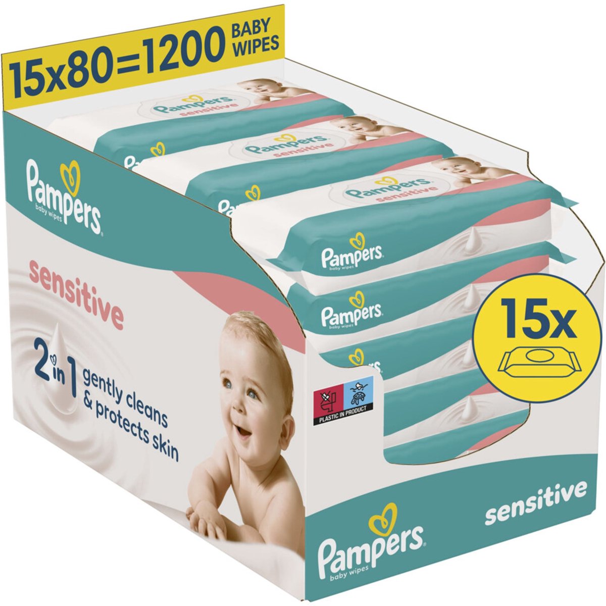 Pampers følsomme babyservietter - 15 pakker - 1200 babyservietter