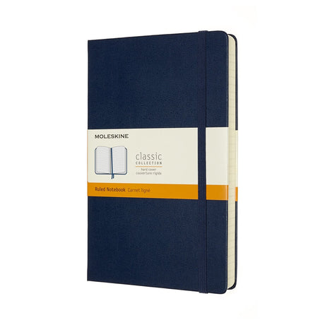 Moleskine klassisk notesbog - udvidet - stor - hardcover - linet - safirblå
