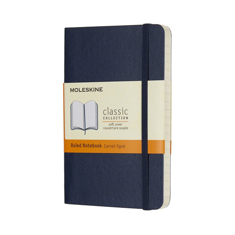 Moleskine klassisk notesbog - lomme - softcover - linet - safirblå