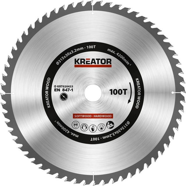Kreator krt020433 savklinge træ - 315mm100t