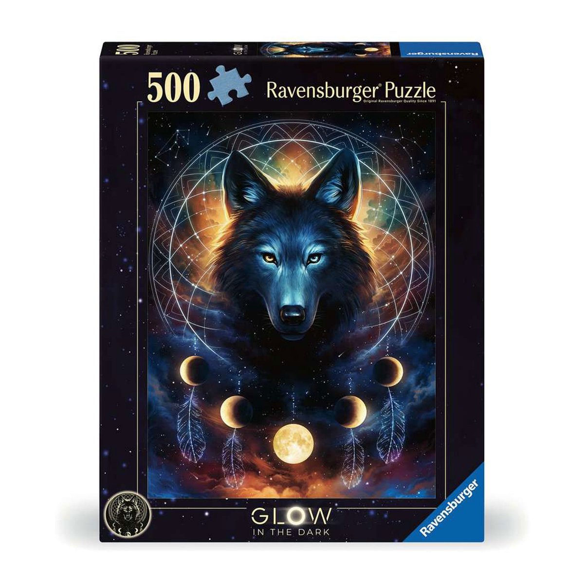 Ravensburger puslespil ulv glød i mørket - 500 brikker - dyr.
