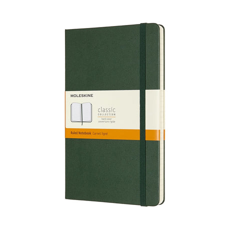 Moleskine klassisk notesbog - stor - hardcover - styret - myrtegrøn