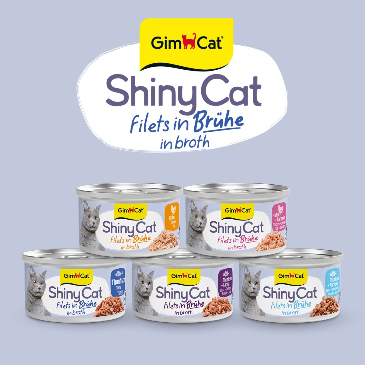 Gimcat 24 x 70 g - shinycat fileter i hønsebouillon
