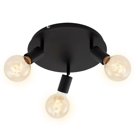 Briloner perle - loftspot 3-lys - loftslampe retro vintage - spotlight hoveder drejelige - 3x E27 - max. 60w - metal - sort - ø 30cm