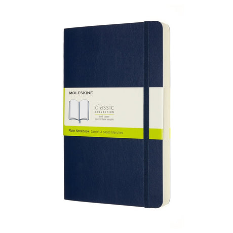 Moleskine klassisk notesbog - udvidet - stor - softcover - blank - safirblå