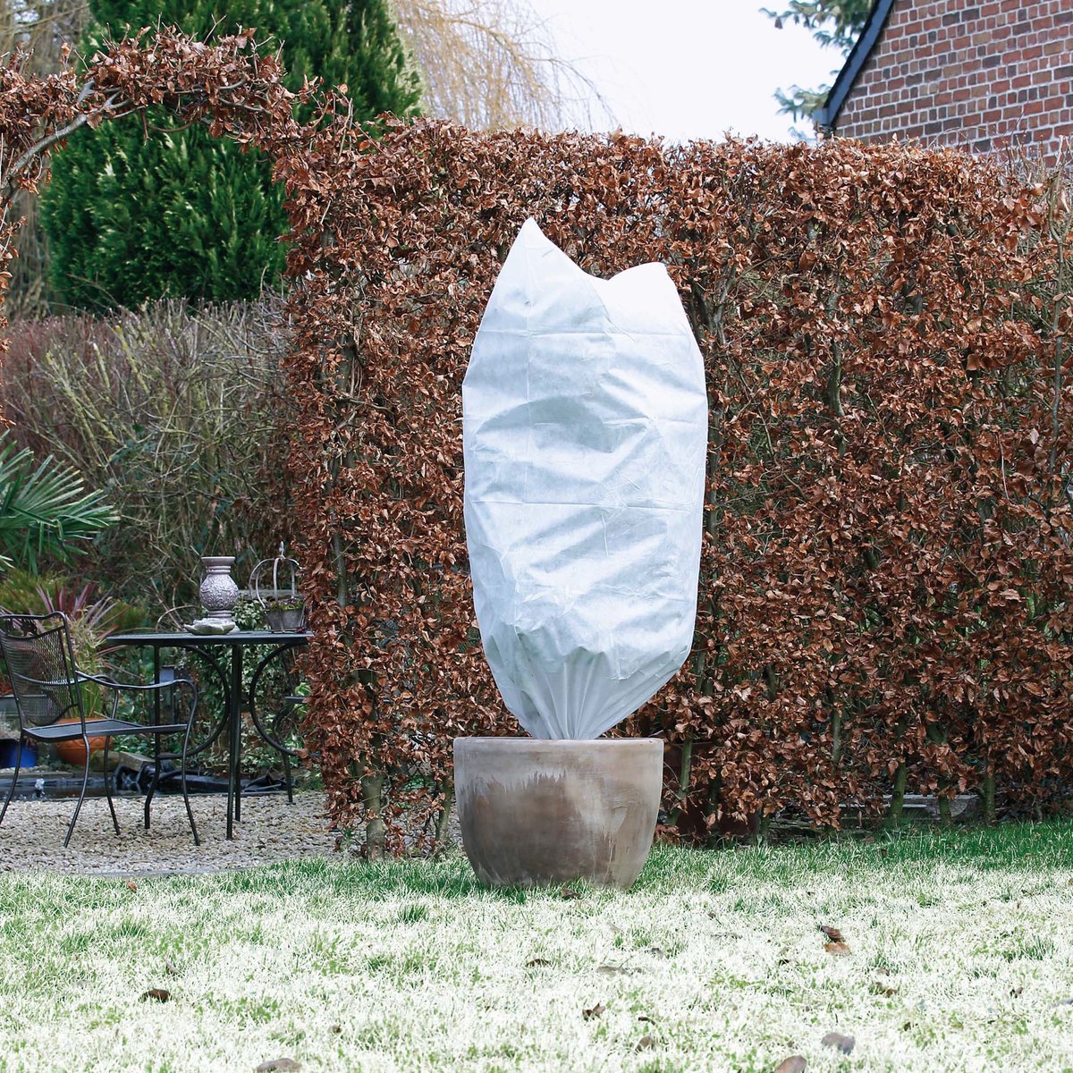 Natur - vinterbetræk - h100 x ø50cm (3 stk) - hvid - betræk - med snøre