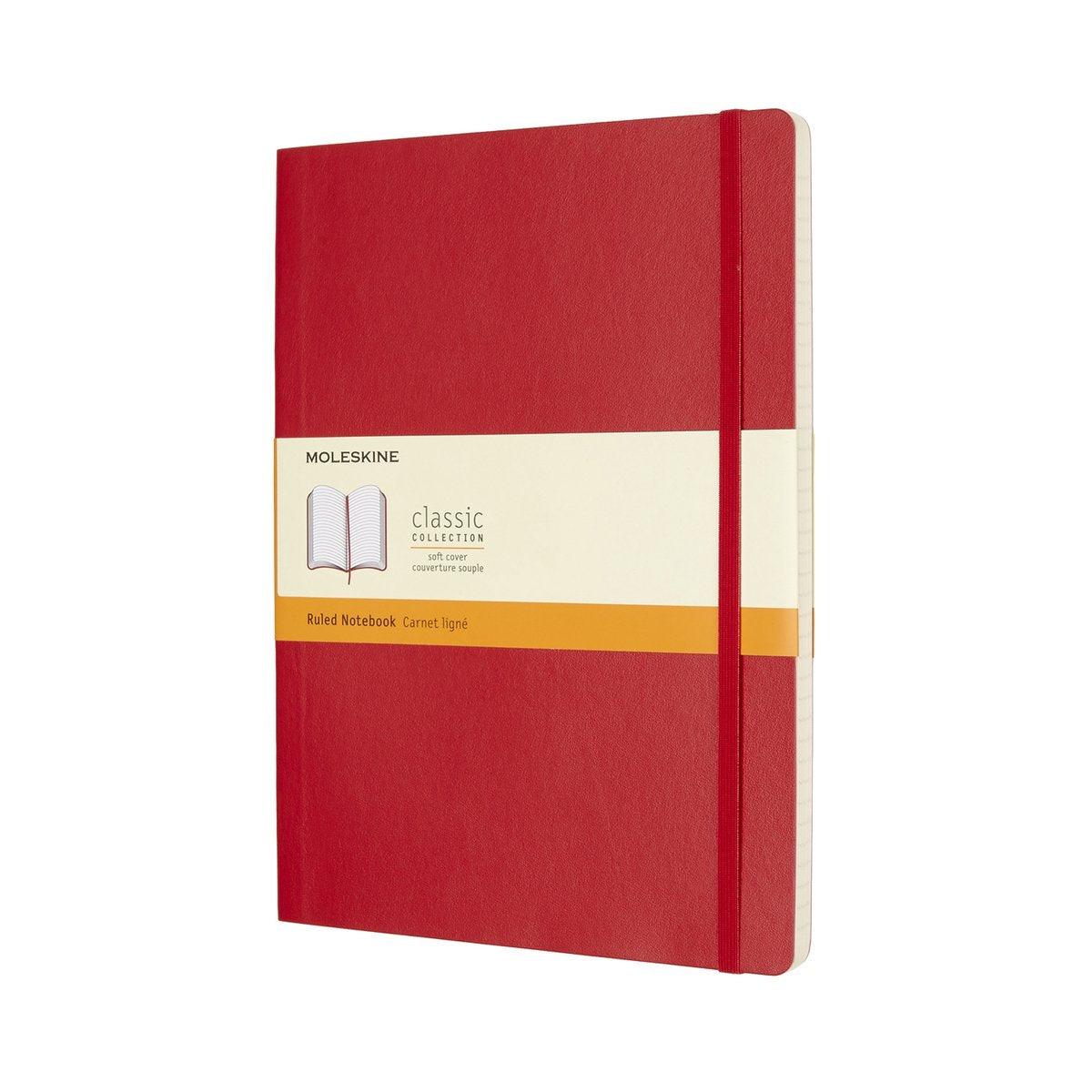 Moleskine klassisk notesbog - ekstra stor - softcover - foret - rød