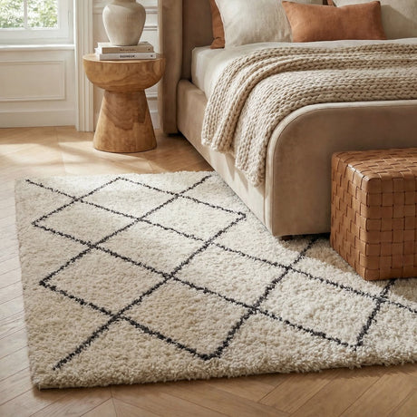 Sunday rugs – sahara – vloerkleed – 200x290cm – cream – shaggy hoogpool – woonkamer slaapkamer – boho chic – extra zacht – makkelijk te reinigen – pluisvrij
