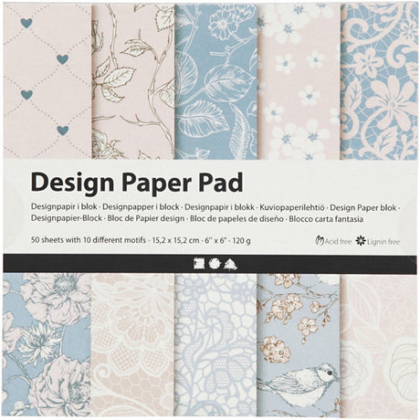 Creativ company cc design papirblok 15,2x15,2 cm 50 ark