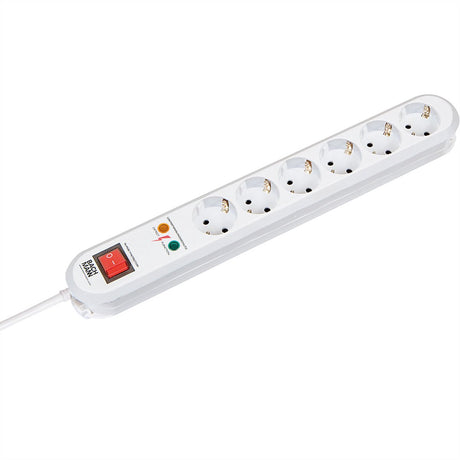 Bachmann smart strømskinne 6x jordet kontakt, afbryder, overspændingsbeskyttelse, hvid, 1,5 m