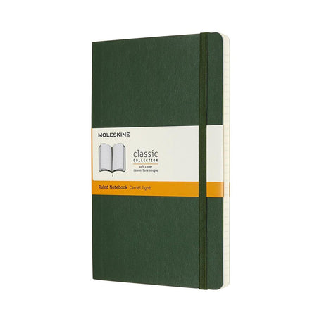 Moleskine klassisk notesbog - stor - blødt omslag - foret - myrtegrøn