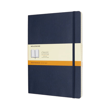 Moleskine klassisk notesbog - ekstra stor - softcover - linet - safirblå