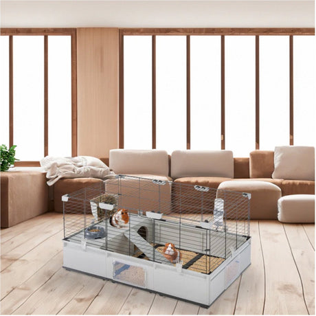 Ferplast modulopbygget 2 bur - burbur - 109x72x56 cm sort grå