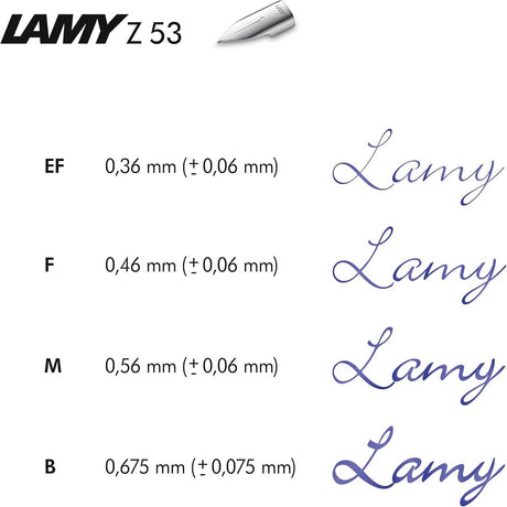 Lamy z 50 nib 888 - erstatningspen lavet af forkromet rustfrit stål i farven klar - spidsstyrke lh - spids egnet til venstrehåndsophæng