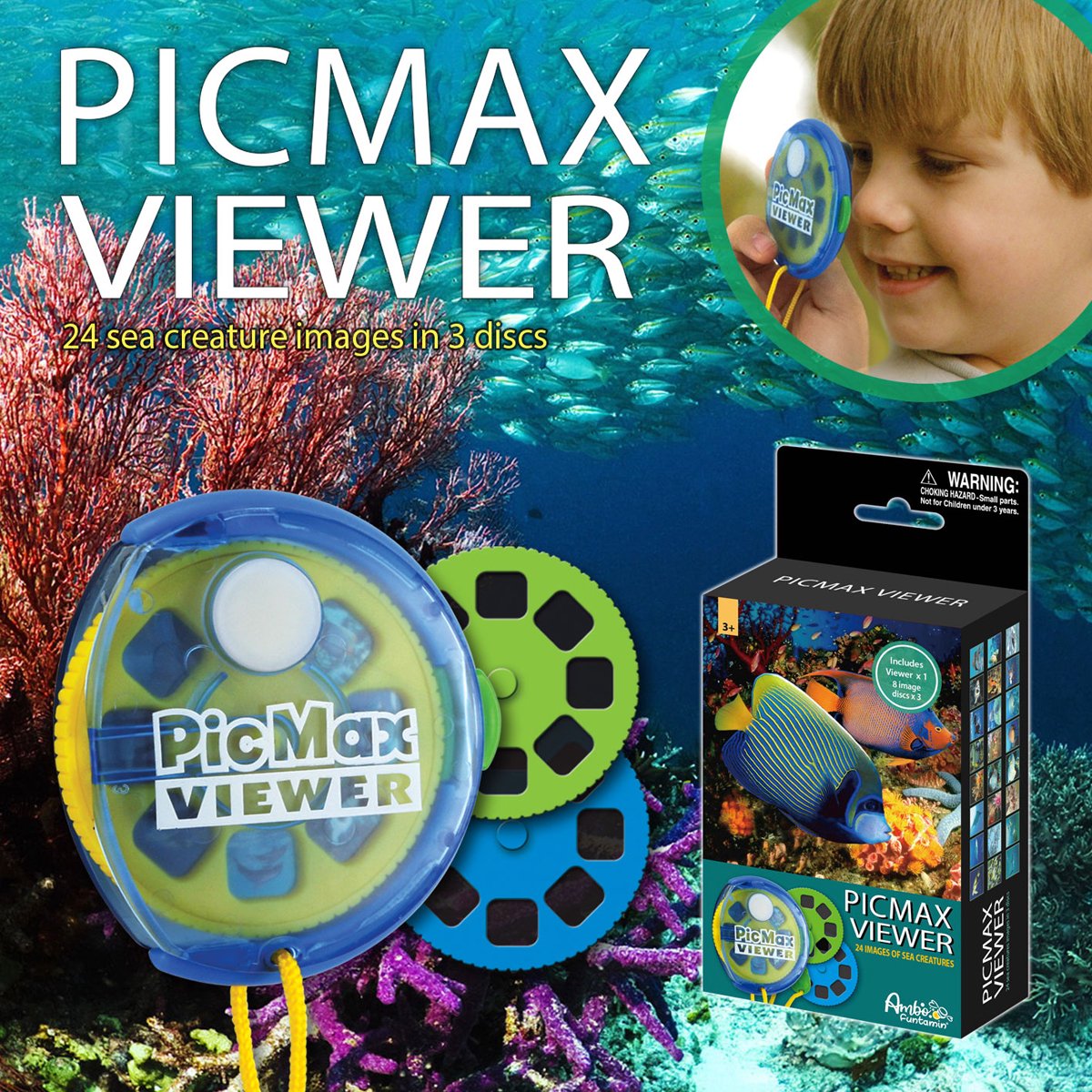 Ambo toy viewer havdyr pædagogisk pap flerfarvet 3-99 år.