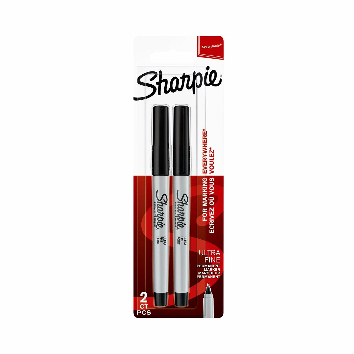 Sharpie permanente markører | ultrafint punkt | sort blæk | 2 stk