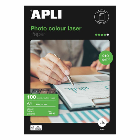 Apli blank fotopapir laser 100 ark dobbeltsidet a4 160 g m2