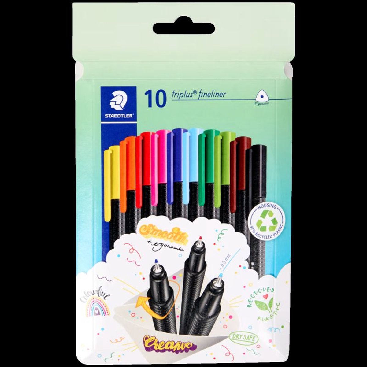 Staedtler triplus fineliner eco | æske med 10 stk. | assorteret