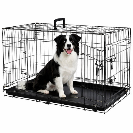 Flamingo hondenbench l – opvouwbare hondenbench auto – hondenbench draadkooi mezo zwart – 92x56x64 cm – stevig praktisch