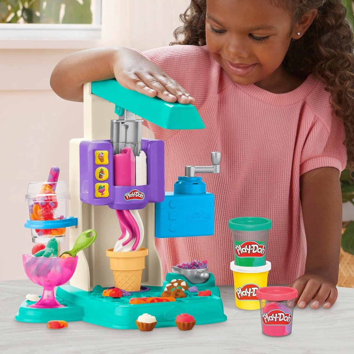 Play-doh rainbow softice legesæt - 5 lerpotter