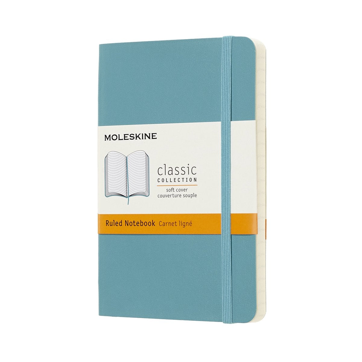 Moleskine klassisk notesbog - lomme - softcover - foret - rev blå