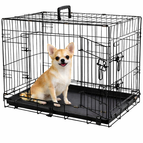 Flamingo hundekasse s – foldbar hundekasse bil – hundekasse trådbur mezo sort – 61x43x50 cm – ideel til hjemmet på vejen