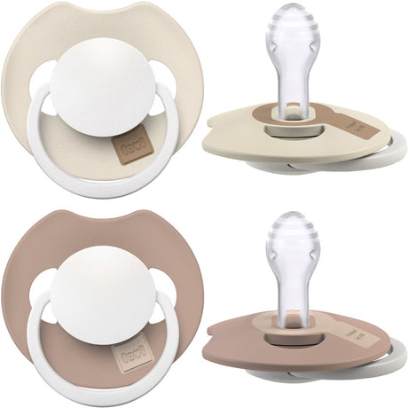 Difrax lovi fopspeen dynamisch - prime glow - 6 tot 18 maanden - beige bruin - 2 stuks