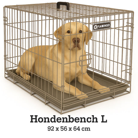 Flamingo hundekasse l – foldbar hundekasse bil – hundekasse trådbur taupe – 92x56x64 cm – hundekasse ebo taupe