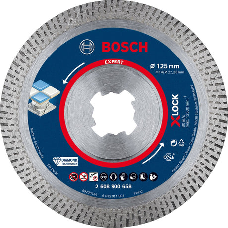 Bosch tilbehør ekspert hårdkeramisk x-lock diamantskæreskive 125 x 22,23 x 1,6 x 10 mm - 1 stk. - 2608900658