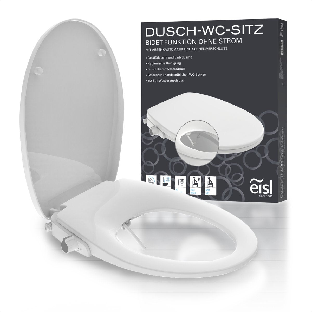 Eisl bidet bruser toiletsæde fastgørelse - soft close - klikbar - hvid