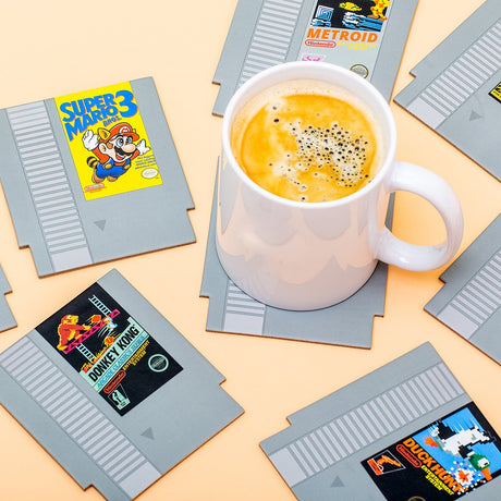 Paladone Nintendo Nes Cartridge Coasters - Retro Drink Coasters til gamere, sæt med 8, officielt licenseret -
