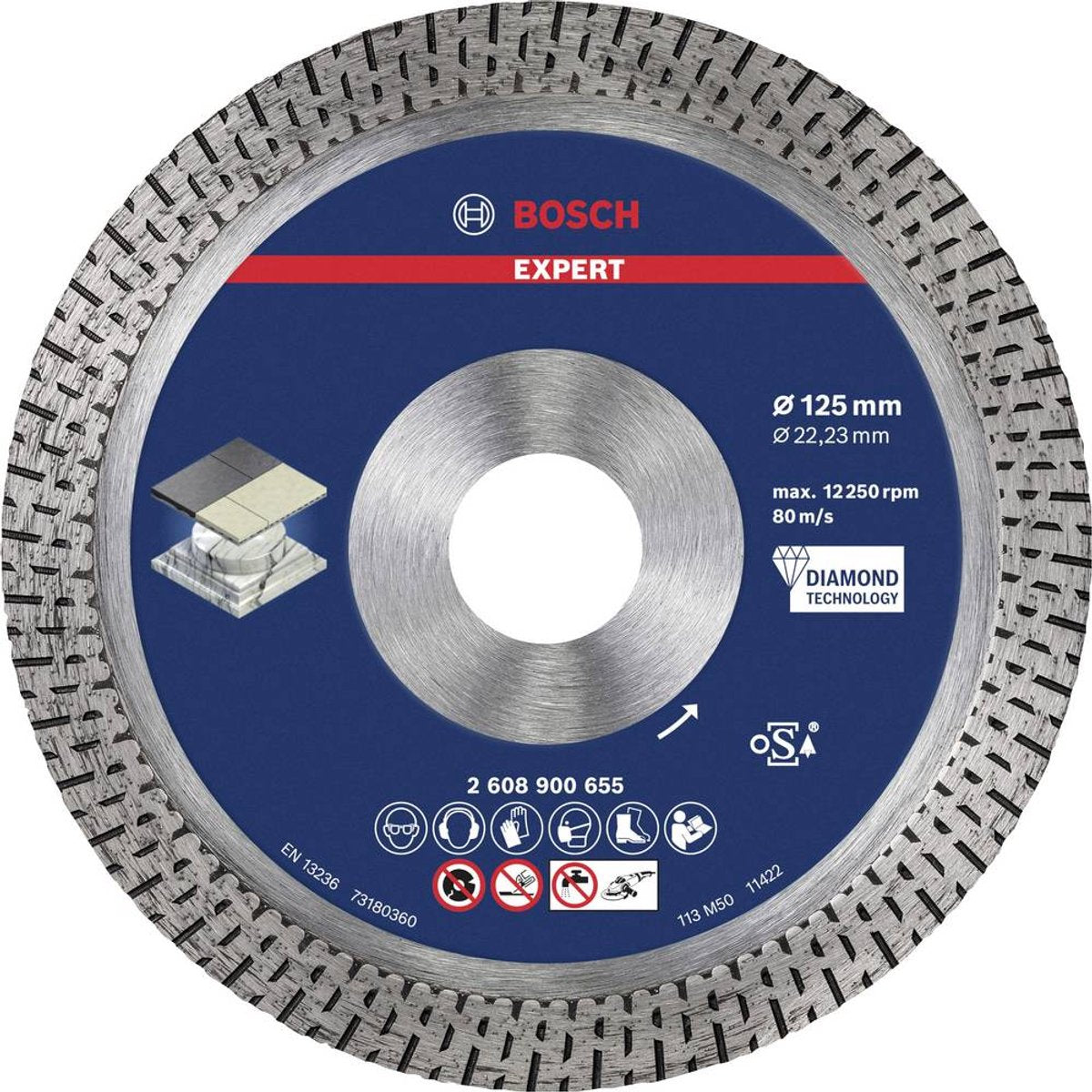 Bosch ekspert hårdkeramisk serie - diamantskæreskive - 125 mm - præcisionsskæring - glatte kanter