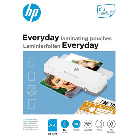 HP 9154 hverdagslamineringsfolier a4 big pack - lamineringsposer til varmlaminering - gennemsigtig - 80 mikron - 100 stk.
