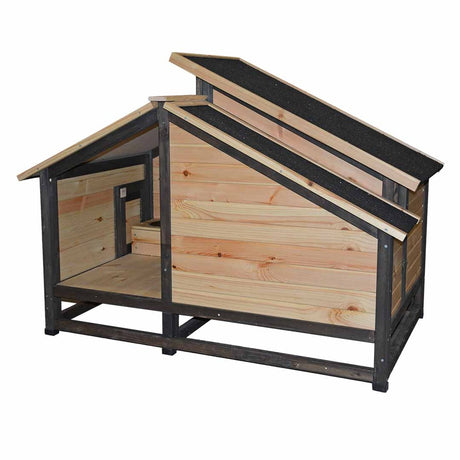 Duvo plus skovdesign hundehus barking bungalow 127x76x95cm træfarvet