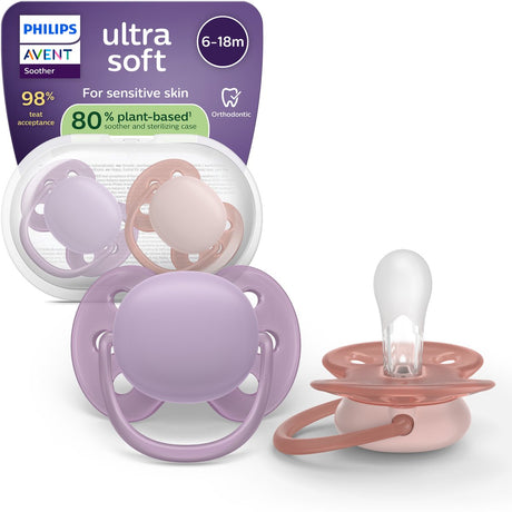 Philips avent ultra soft – superzachte siliconen fopspeen (6-18 mnd) – voor gevoelige huid – 2 stuks - scf091 43