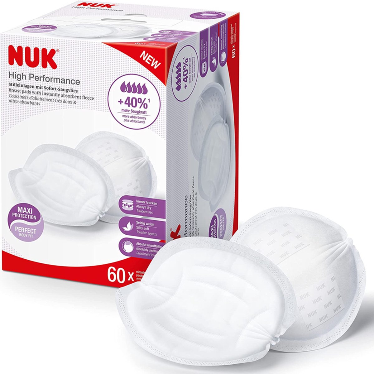 Nuk | højtydende ammeindlæg | 60 styk | hvid | 0+ måneder hvid