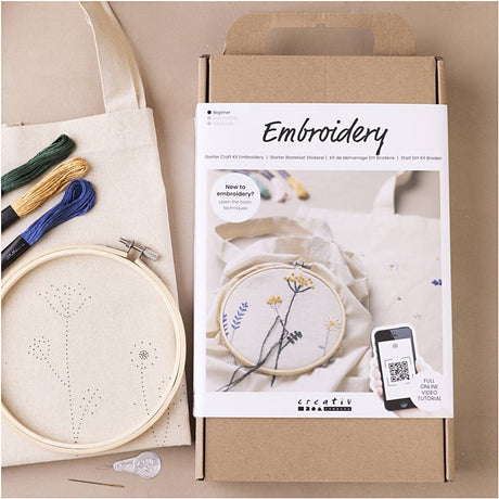 Creativ firma starter hobby sæt broderi, blomster, 1 æske