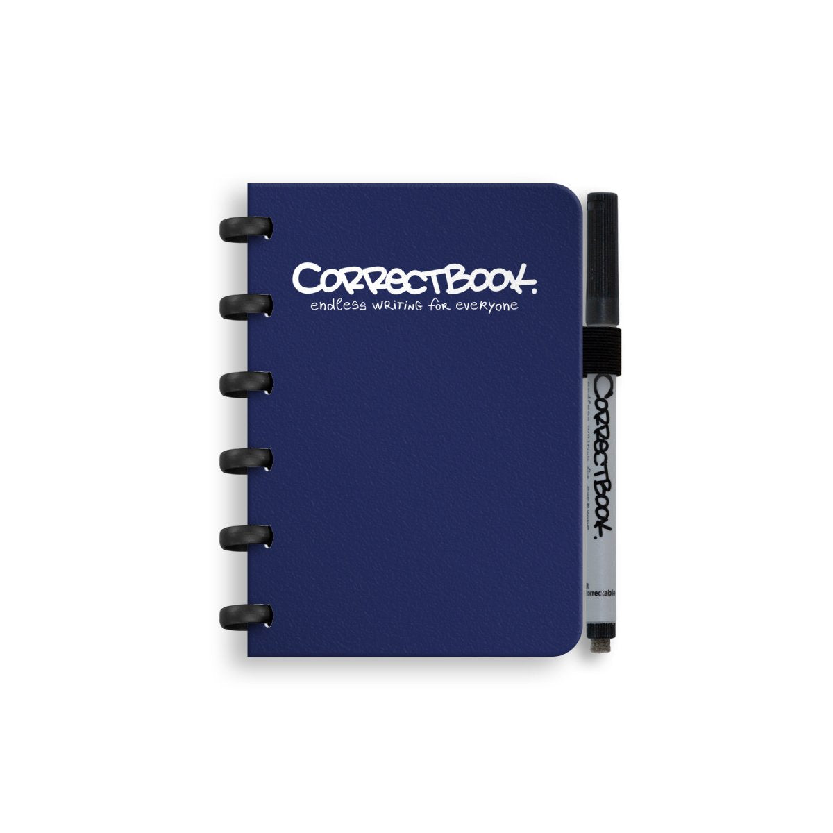 Correctbook a6 sletbar notesbog – genanvendelig notesbog – midnatsblå – foret – inklusive penserviet – kan suppleres med ekstra sider