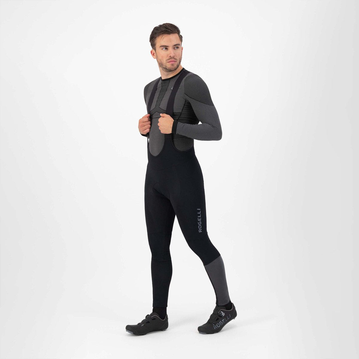 Rogelli essential hi vis fietsbroek heren - bretels - zwart - l