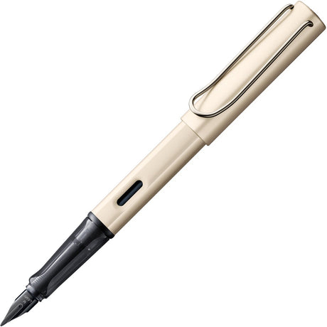 Lamy lx luksus fyldepen 058 lavet af let aluminium i farven palladium med ædelmetal finish og blank sort PVD stål spids, inklusive blå T 10 blækpatron og gaveemballage