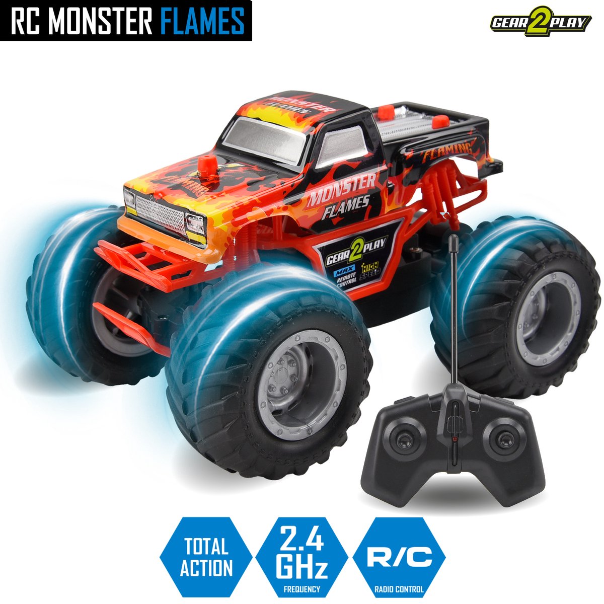 Gear2play rc monster flames monster truck 1:24 - store hjul